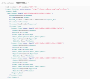 XML document uploaded